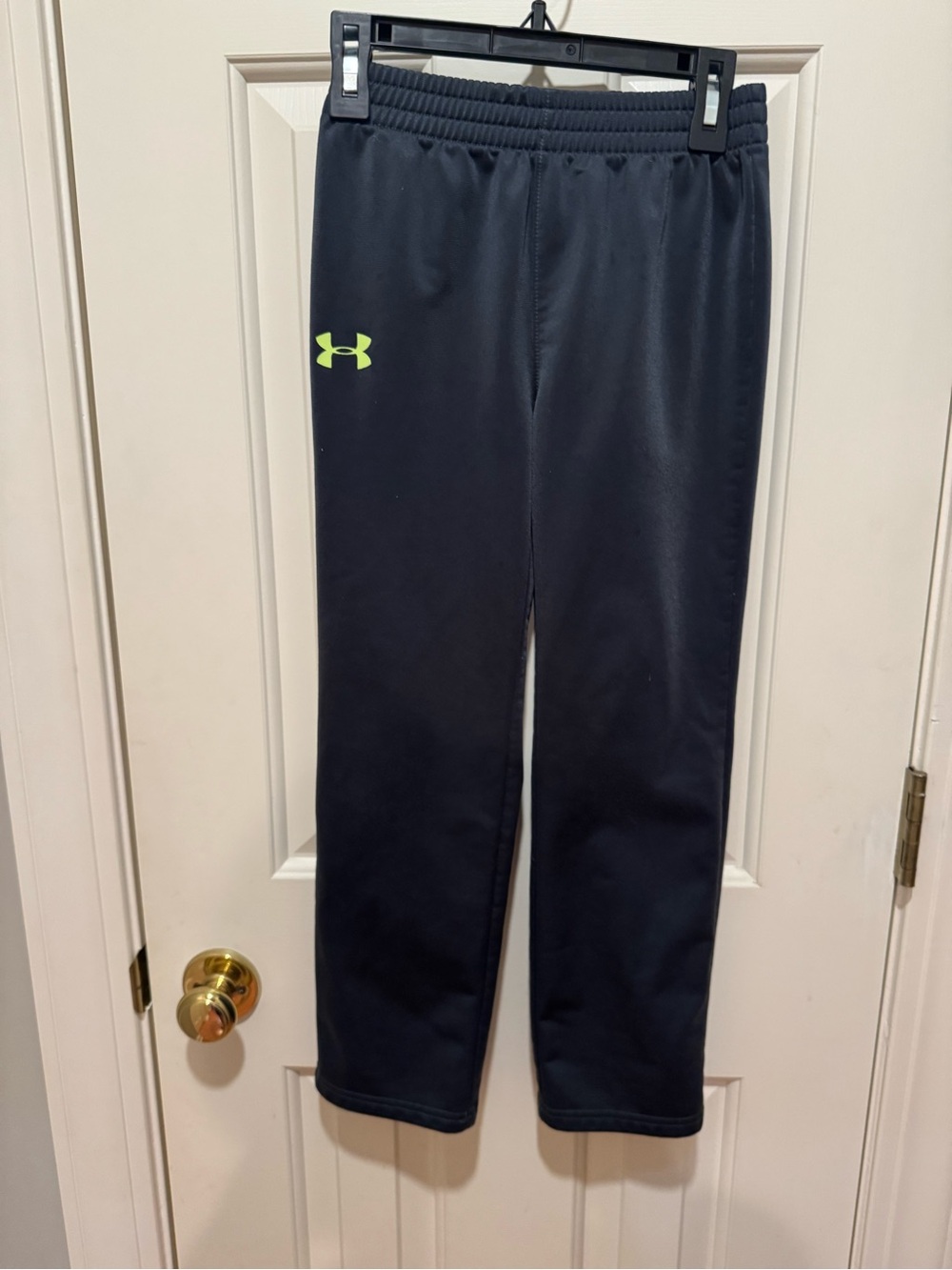 Under Armour Kids Black Sweatpants with Neon Green Logo
